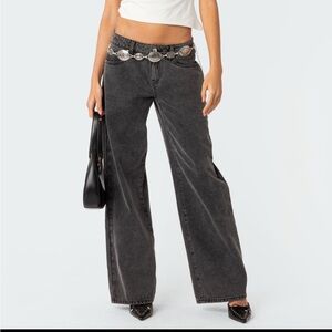 Edikted Petite Raelynn Washed Low Rise Jeans